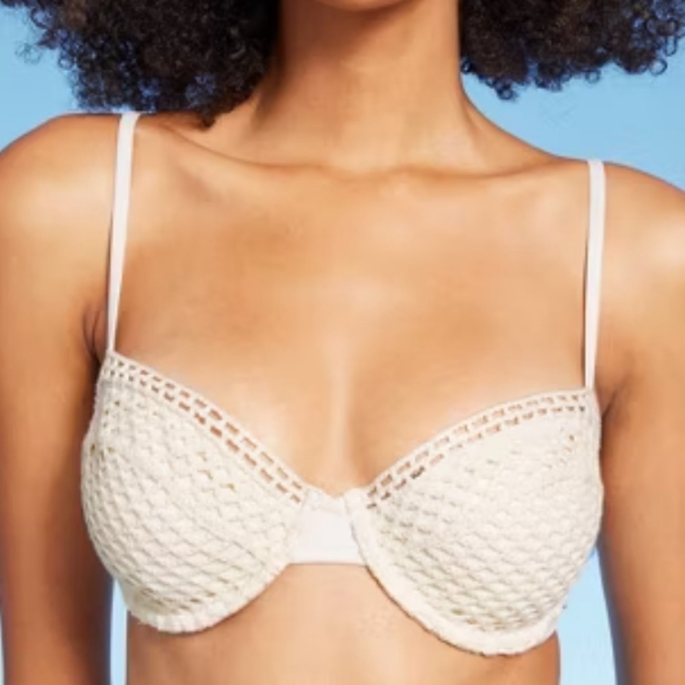 Shade &‎ Shore Women's Black Crochet Underwire Bikini Top Swimsuit​​​